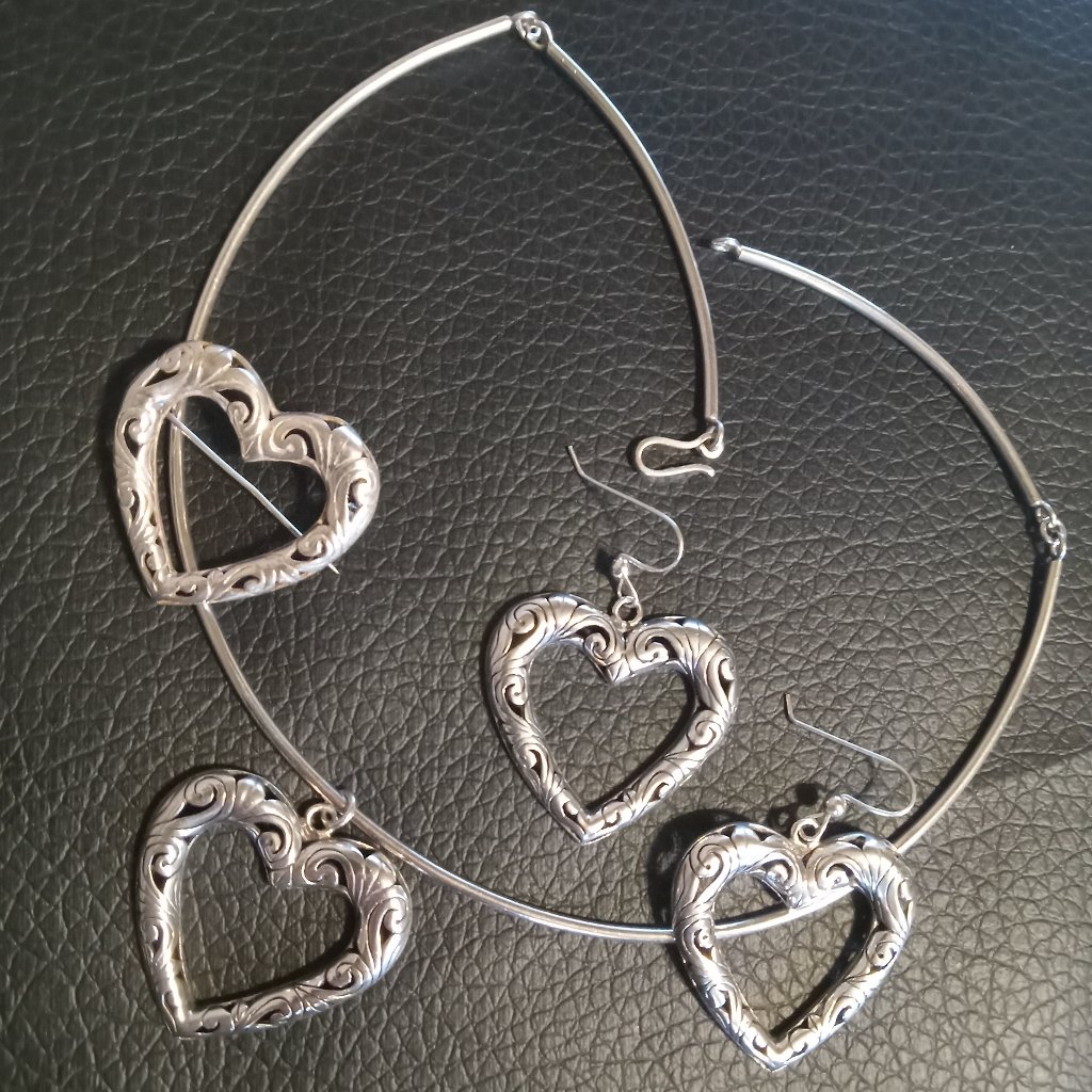 Vintage ~ Estate ~ Filigree Heart Ensemble